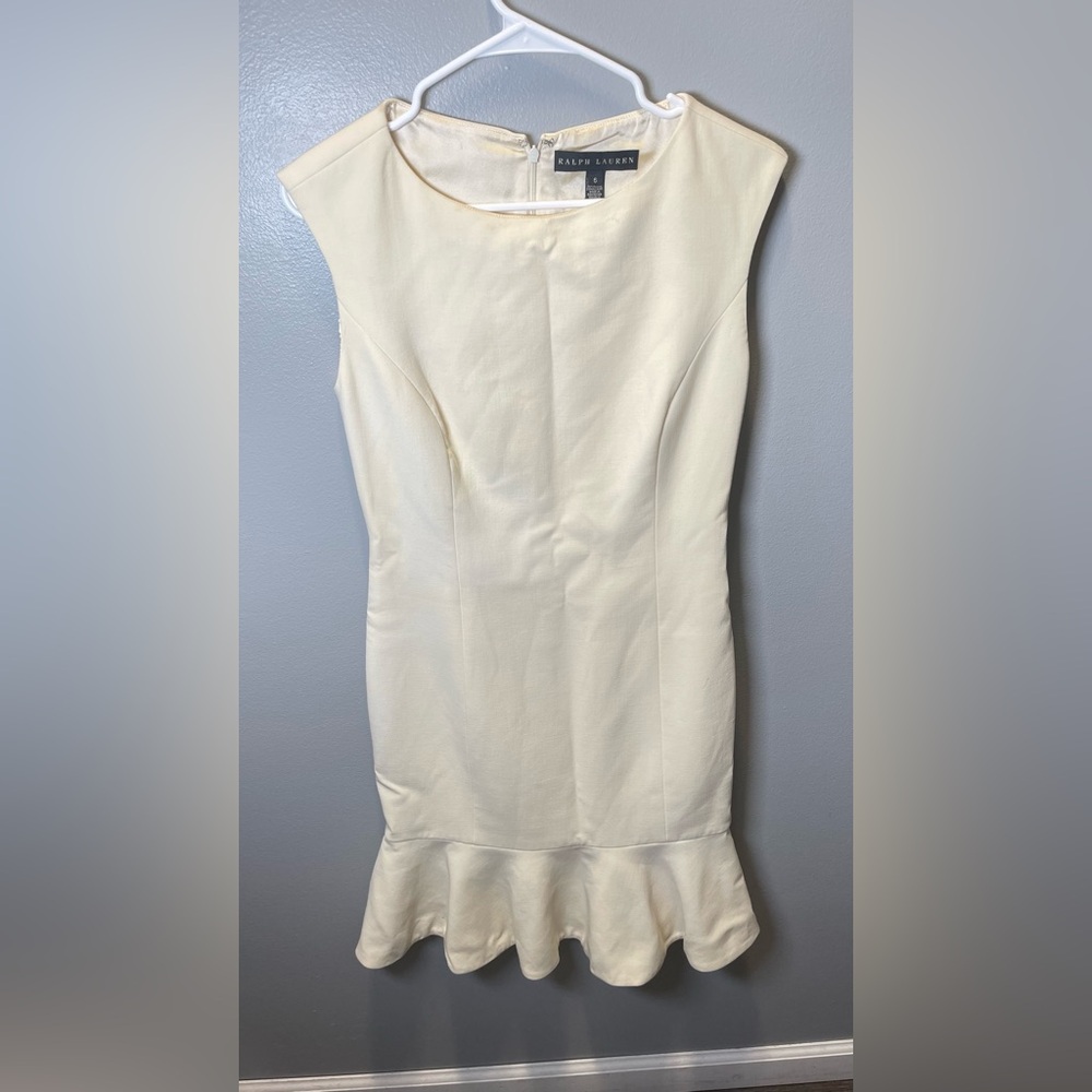 Ralph Lauren Women's Black Label Cream Sleeveless Wool Silk‎ Blend Dress Size 6